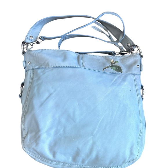 Coach Sky Blue Shoulder Bag with Floral Design in butter soft leather - Picture 2 of 10